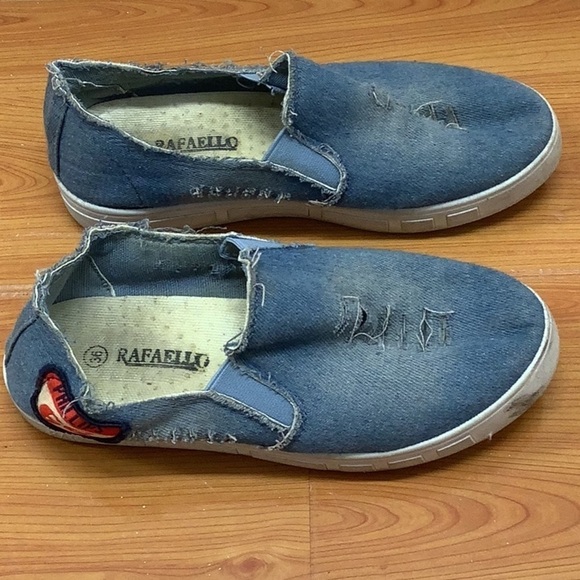 Rafaellos Route 66 patch distressed denim slip on shoe size 36 (Preowned) - Picture 2 of 6